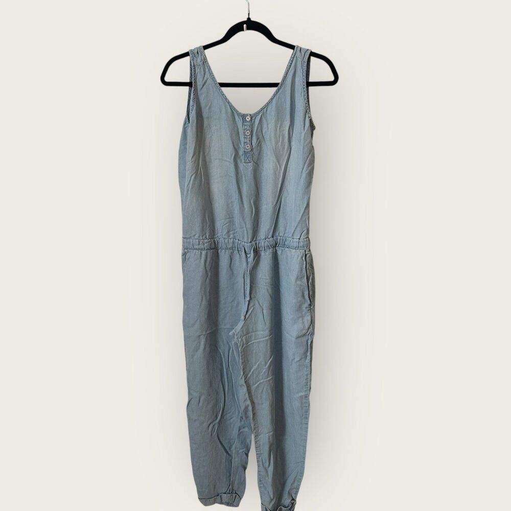 Cloth And Stone Jumpsuit Chambray Lightwash Denim Pockets Large